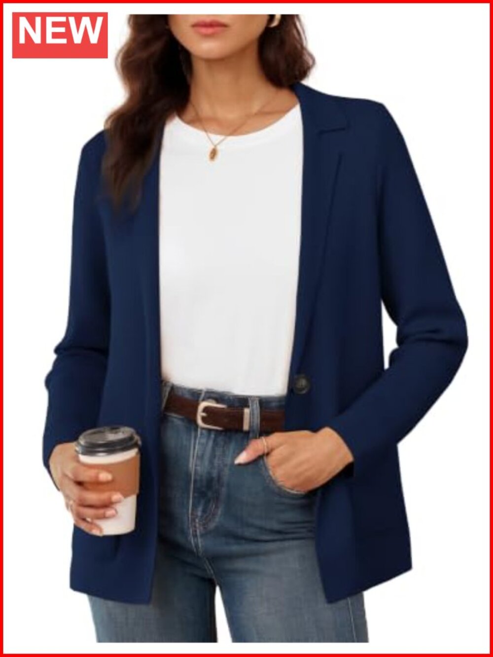 Wool Blend Sweater Blazer Business Casual Long Sleeve